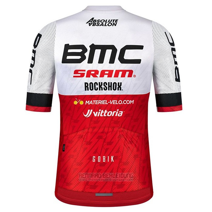 2021 Fahrradbekleidung BMC Wei Rot Trikot Kurzarm und Tragerhose - zum Schließen ins Bild klicken
